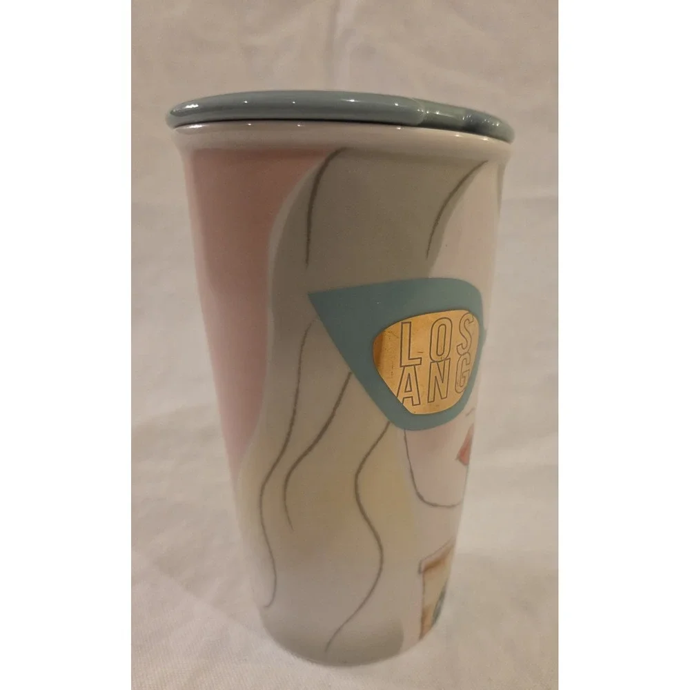 Starbucks Los Angeles LA Girl Sunglasses Ceramic Coffee Travel Mug 12 OZ